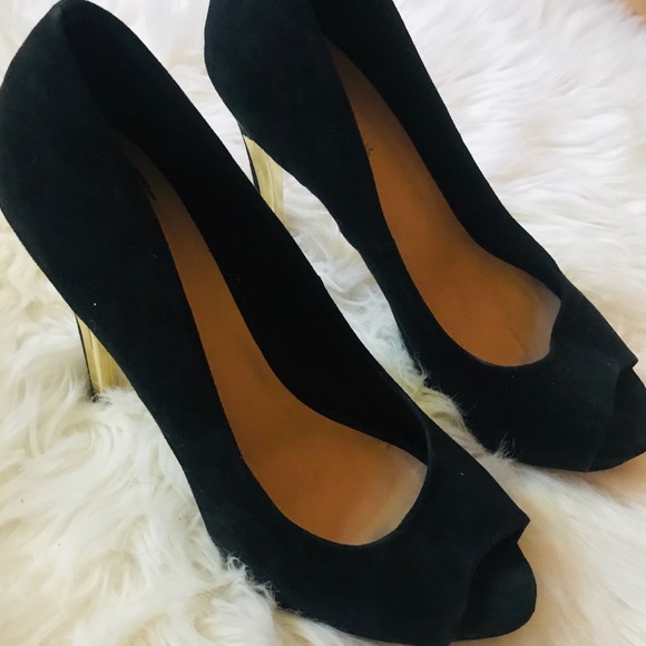 ASOS/New Look Black & Gold Platform Heel - Picture 2 of 7